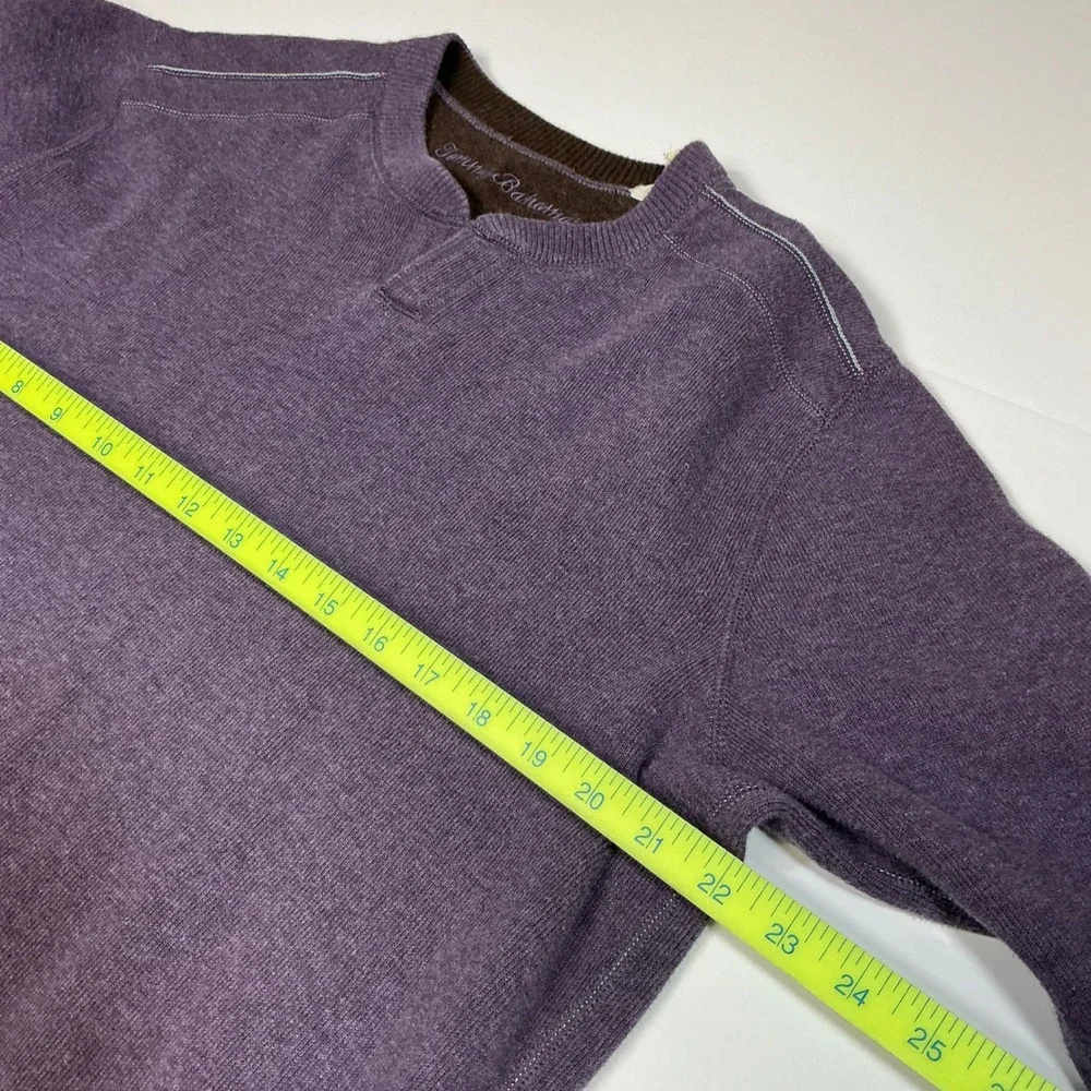 Tommy Bahama Cotton Blend Pullover Sweater Henley Neck Purple‎ Medium